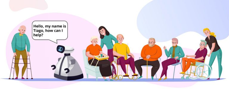 Tiago in elderly home illustration