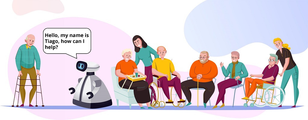 Tiago in elderly home illustration